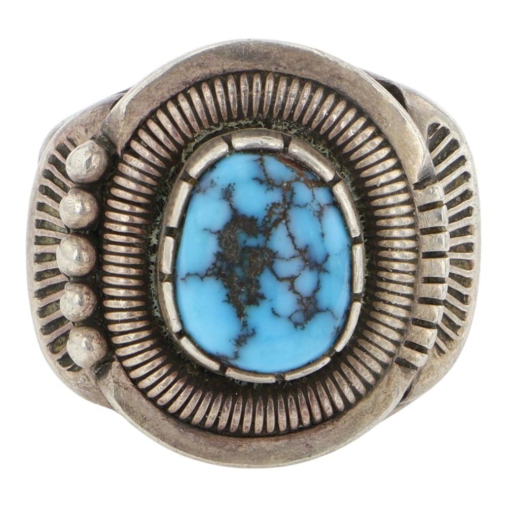 William & Cora Vandever Navajo Morenci Turquoise Ring (1 of 3)