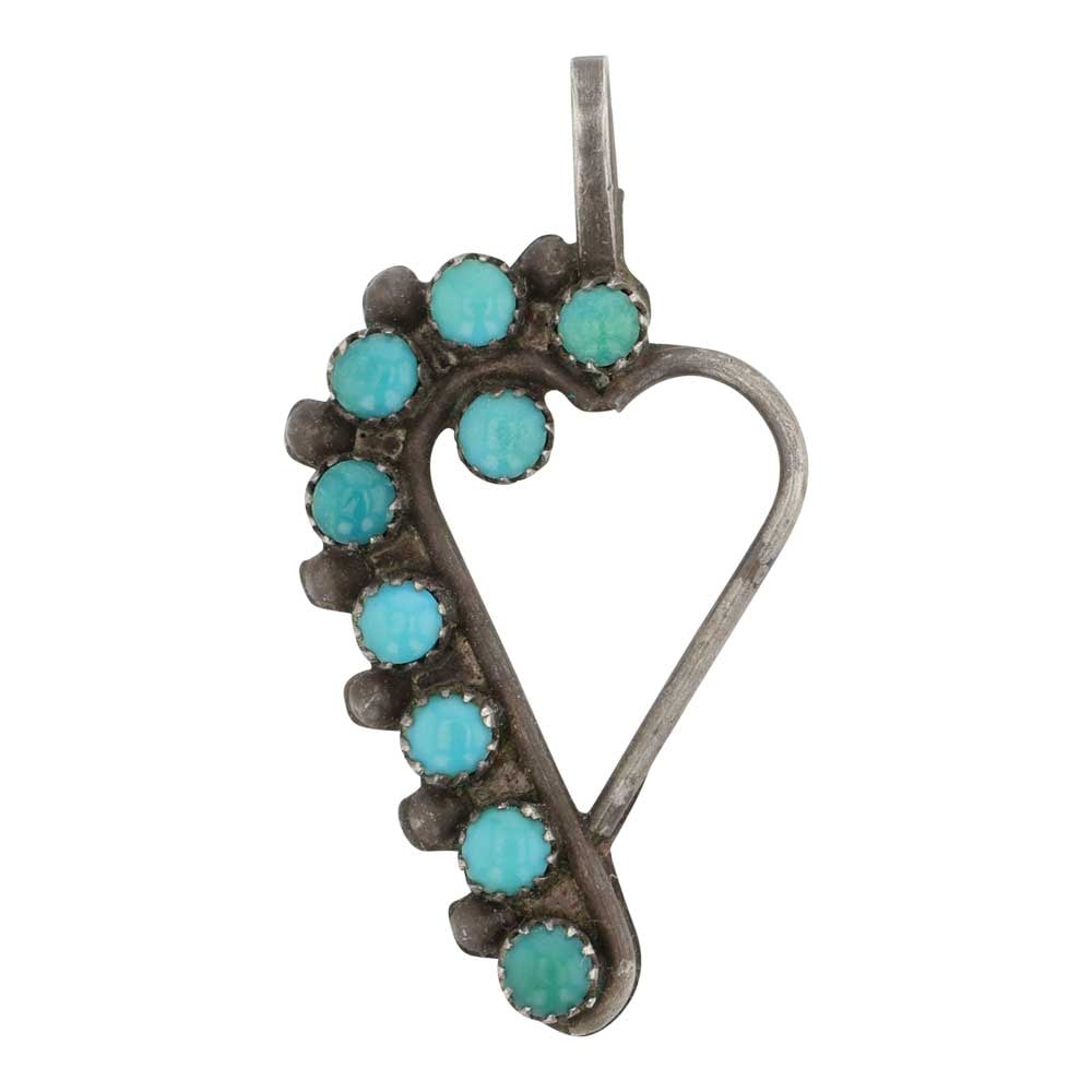 Navajo Kingman Turquoise Heart Pendant: Sterling Silver | Genuine Kingman Turquoise | Navajo Kingman Turquoise Heart Pendant | Navajo Native American Southwest Indian Jewelry | Good (no breaks or damages) | Approximate Weight: 2Grams | Pend