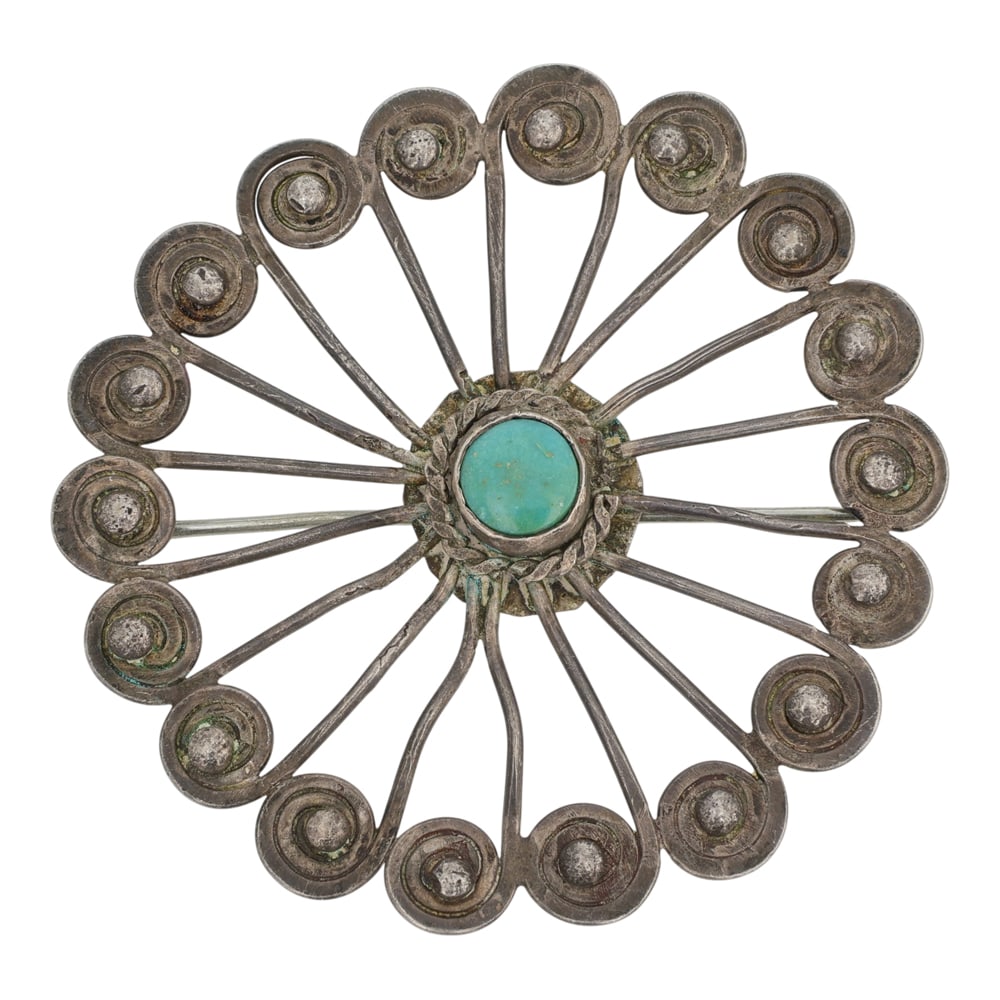 Vintage Navajo Nevada Turquoise Pin: Sterling Silver | Genuine Nevada Turquoise | Vintage Navajo Nevada Turquoise Pin | Navajo Native American Southwest Indian Jewelry | Good (no breaks or damages) | Approximate Weight: 11 Grams | Pin: 2