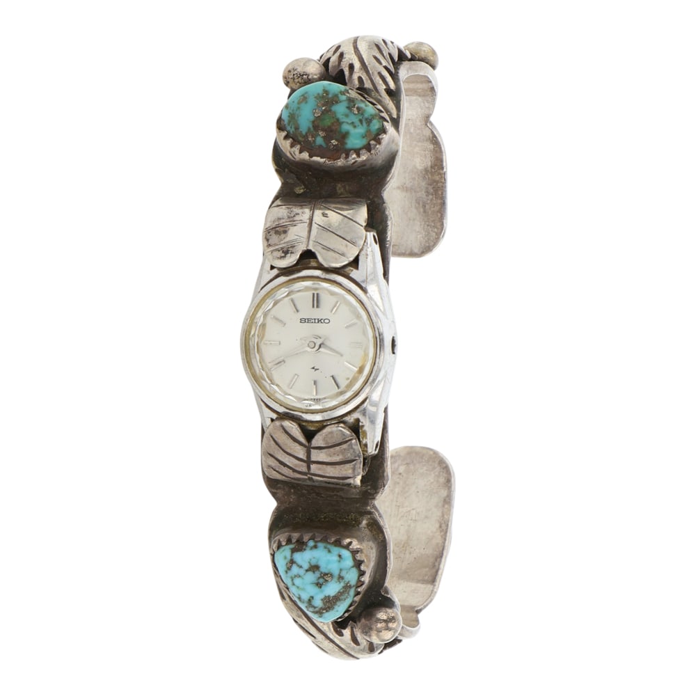 Vintage Navajo Kingman Turquoise Watch Bracelet: Sterling Silver | Genuine Kingman Turquoise | Vintage Navajo Kingman Turquoise Watch Bracelet | Navajo Native American Southwest Indian Jewelry | Good (no breaks or damages) | Approximate Weight: 35 G