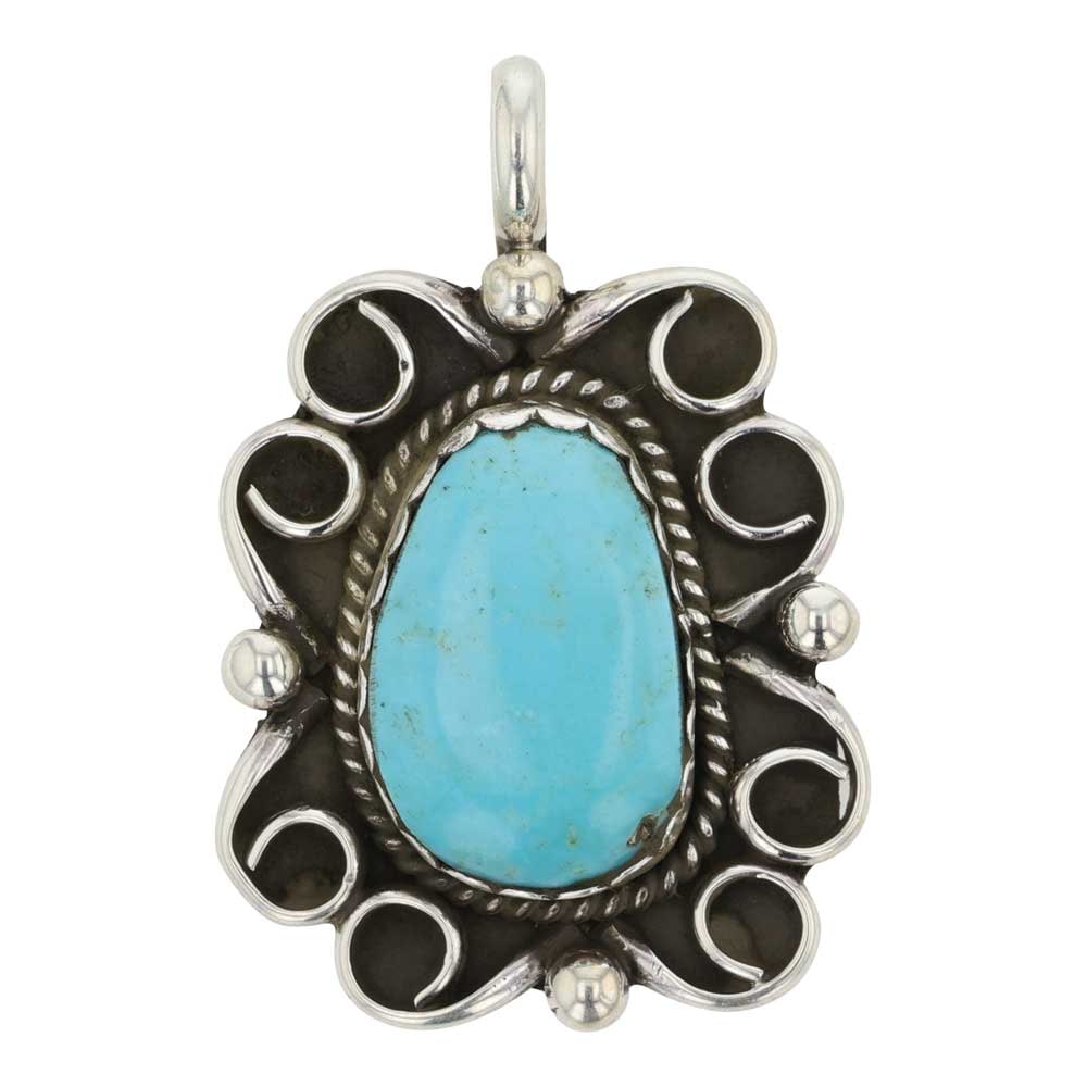 Navajo Kingman Turquoise Pendant: Sterling Silver | Genuine Kingman Turquoise | Navajo Kingman Turquoise Pendant | Navajo Native American Southwest Indian Jewelry | Good (no breaks or damages) | Approximate Weight: 10Grams | Pendant: 