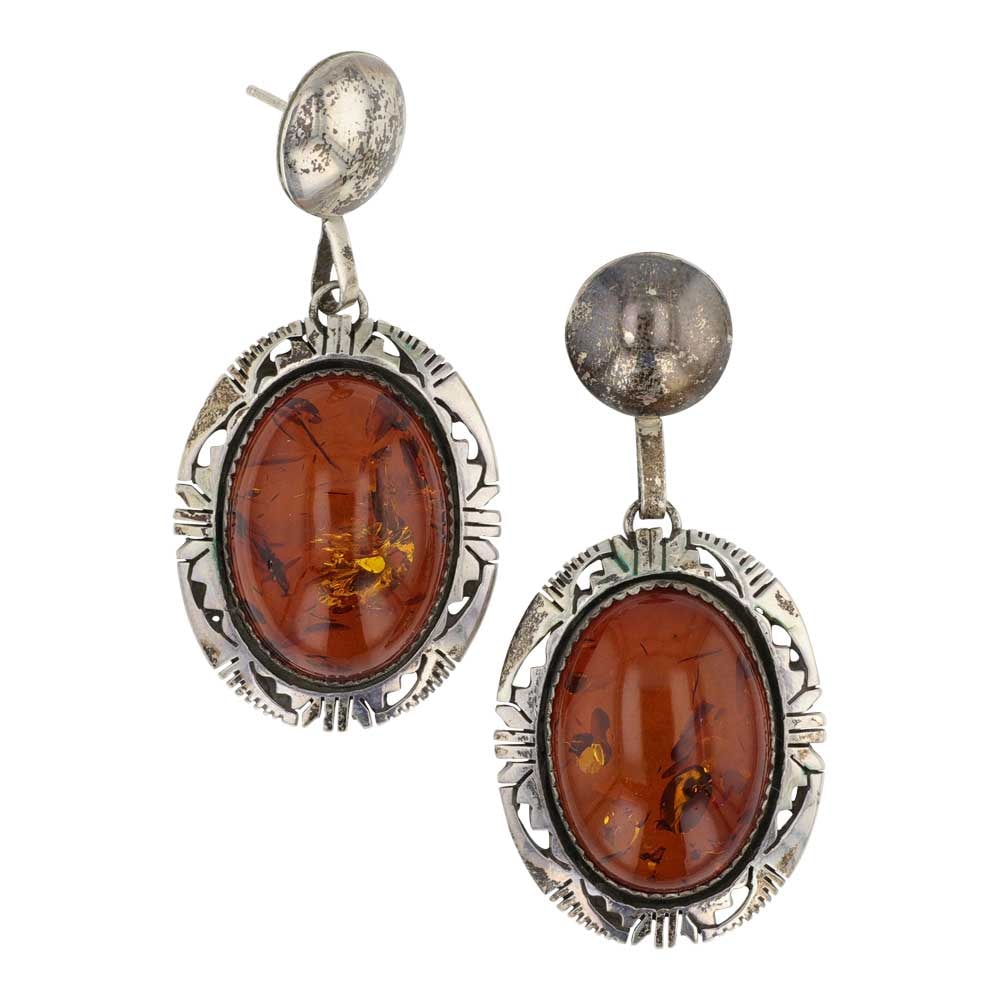 Eddie Secatero Navajo Amber Earrings (1 of 2)