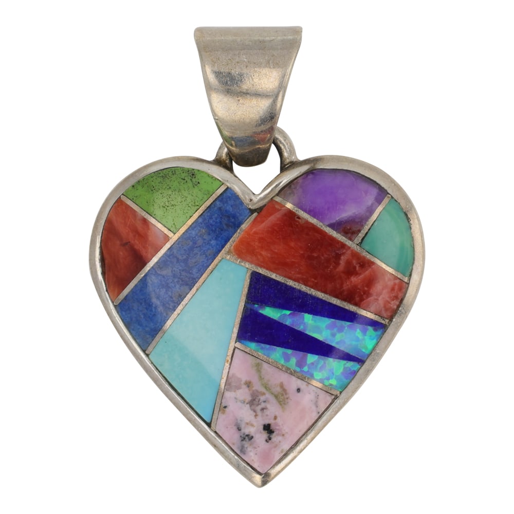 Navajo Inlay Multi Stone Inlay Reversible Pendant (1 of 2)