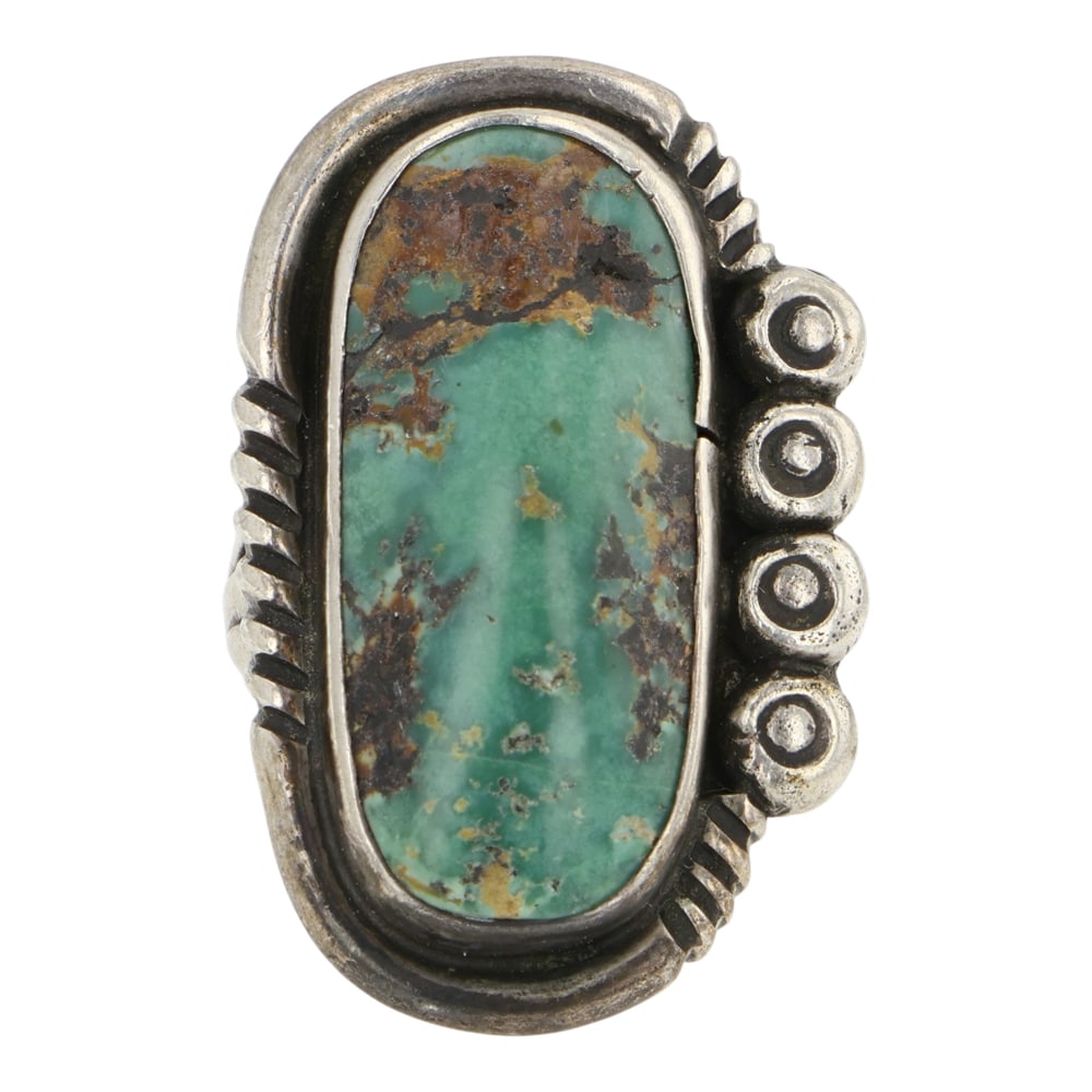 Vintage Navajo Nevada Turquoise Ring: Sterling Silver | Genuine Nevada Turquoise | Vintage Navajo Nevada Turquoise Ring | Navajo Native American Southwest Indian Jewelry | Good (no breaks or damages) | Approximate Weight: 11 Grams | Ring: