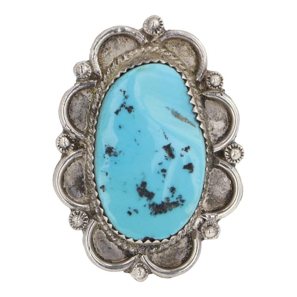Vintage Navajo Kingman Turquoise Ring: Sterling Silver | Genuine Kingman Turquoise | Vintage Navajo Kingman Turquoise Ring | Navajo Native American Southwest Indian Jewelry | Good (no breaks or damages) | Approximate Weight: 17 Grams | Rin