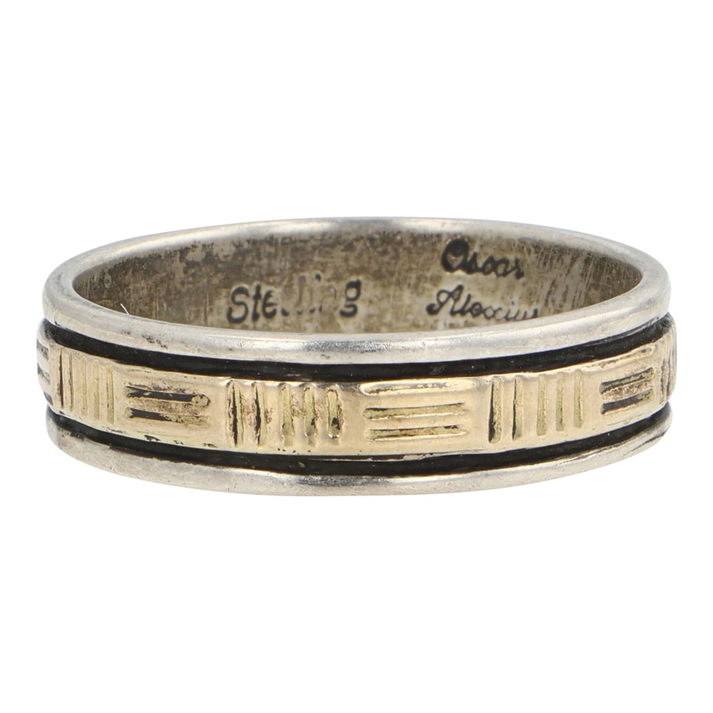 Oscar Alexius Navajo 14K Gold & Sterling Silver Ring: Sterling Silver & 14K Gold | | Oscar Alexius Navajo 14K Gold & Sterling Silver Ring | Navajo Native American Southwest Indian Jewelry | Good (no breaks or damages) | Approximate Weight: 5 Grams |