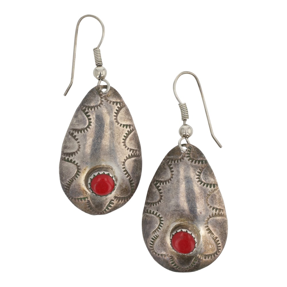 Vintage Navajo Block Stone Earrings: Sterling Silver | Block | Vintage Navajo Block Stone Earrings | Navajo Native American Southwest Indian Jewelry | Good (no breaks or damages) | Approximate Weight: 4 Grams | Earrings: 1.25" x .75"