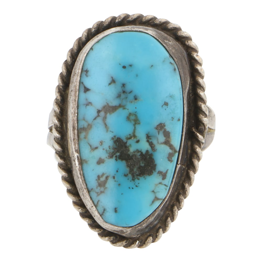 Navajo Campitos Turquoise Ring: Sterling Silver | Genuine Campitos Turquoise | Navajo Campitos Turquoise Ring | Navajo Native American Southwest Indian Jewelry | Good (no breaks or damages) | Approximate Weight: 6Grams | Ring: 8.5 s