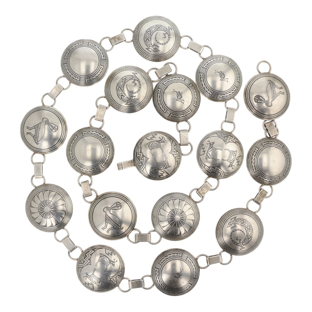 Navajo Plain Silver Story Teller Concho Belt (1 of 2)