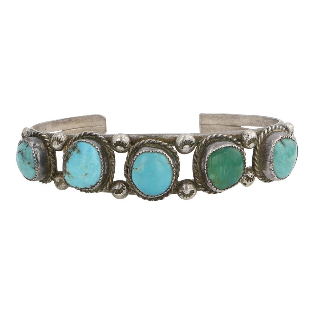Vintage Navajo Nevada Turquoise Bracelet: Sterling Silver | Genuine Nevada Turquoise | Vintage Navajo Nevada Turquoise Bracelet | Navajo Native American Southwest Indian Jewelry | Good (no breaks or damages) | Approximate Weight: 30 Grams | B