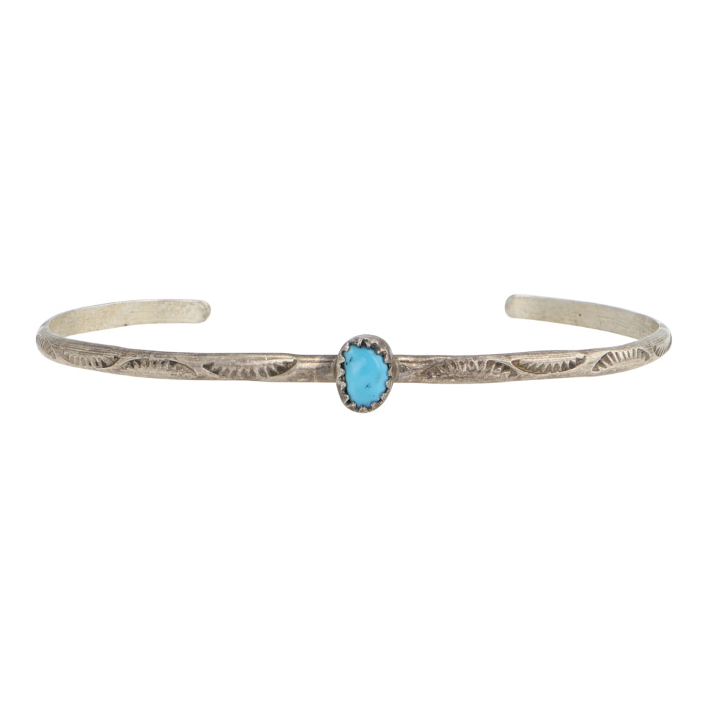 Vintage Navajo Kingman Turquoise Bracelet: Sterling Silver | Genuine Kingman Turquoise | Vintage Navajo Kingman Turquoise Bracelet | Navajo Native American Southwest Indian Jewelry | Good (no breaks or damages) | Approximate Weight: 4 Grams | 