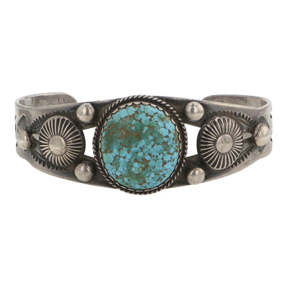 Vintage Navjao Spiderweb Turquoise Mountain Turquoise Cuff Bracelet (1 of 3)