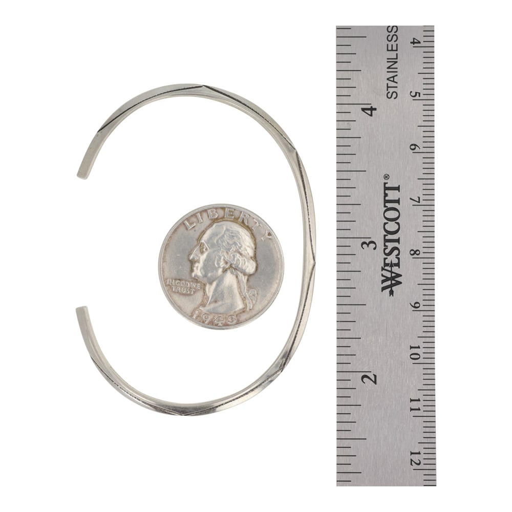 Navajo Plain Silver Cuff Bracelet - 3