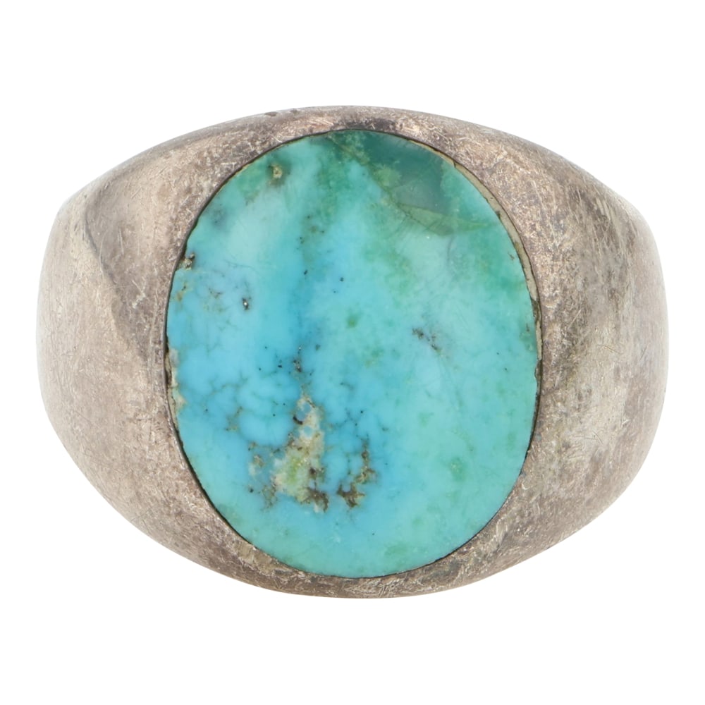 Vintage Navajo Kingman Turquoise Ring: Sterling Silver | Genuine Kingman Turquoise | Vintage Navajo Kingman Turquoise Ring | Navajo Native American Southwest Indian Jewelry | Good (no breaks or damages) | Approximate Weight: 11 Grams | Rin