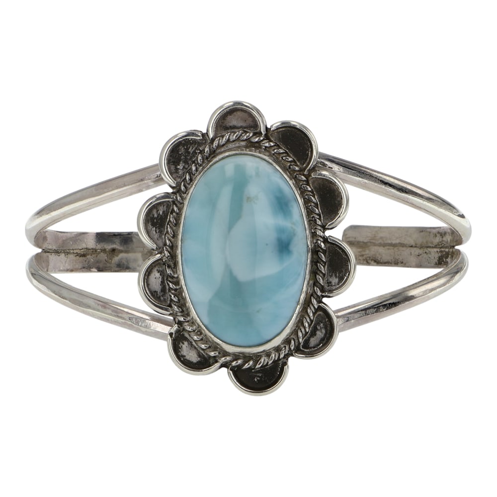 Gilbert Nez Navajo Larimar Bracelet: Sterling Silver | Genuine Larimar | Gilbert Nez Navajo Larimar Bracelet | Navajo Native American Southwest Indian Jewelry | Good (no breaks or damages) | Approximate Weight: 29 Grams | Bracelet: 5.5" 