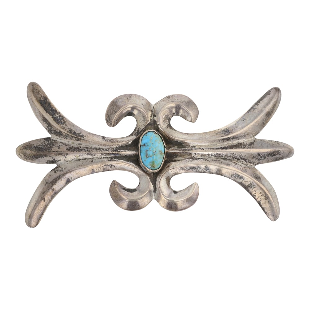 Vintage Navajo Turquoise Sandcast Hair Tie: Sterling Silver | Genuine Turquoise | Vintage Navajo Turquoise Sandcast Hair Tie | Navajo Native American Southwest Indian Jewelry | Good (no breaks or damages) | Approximate Weight: 47 Grams | Hair C