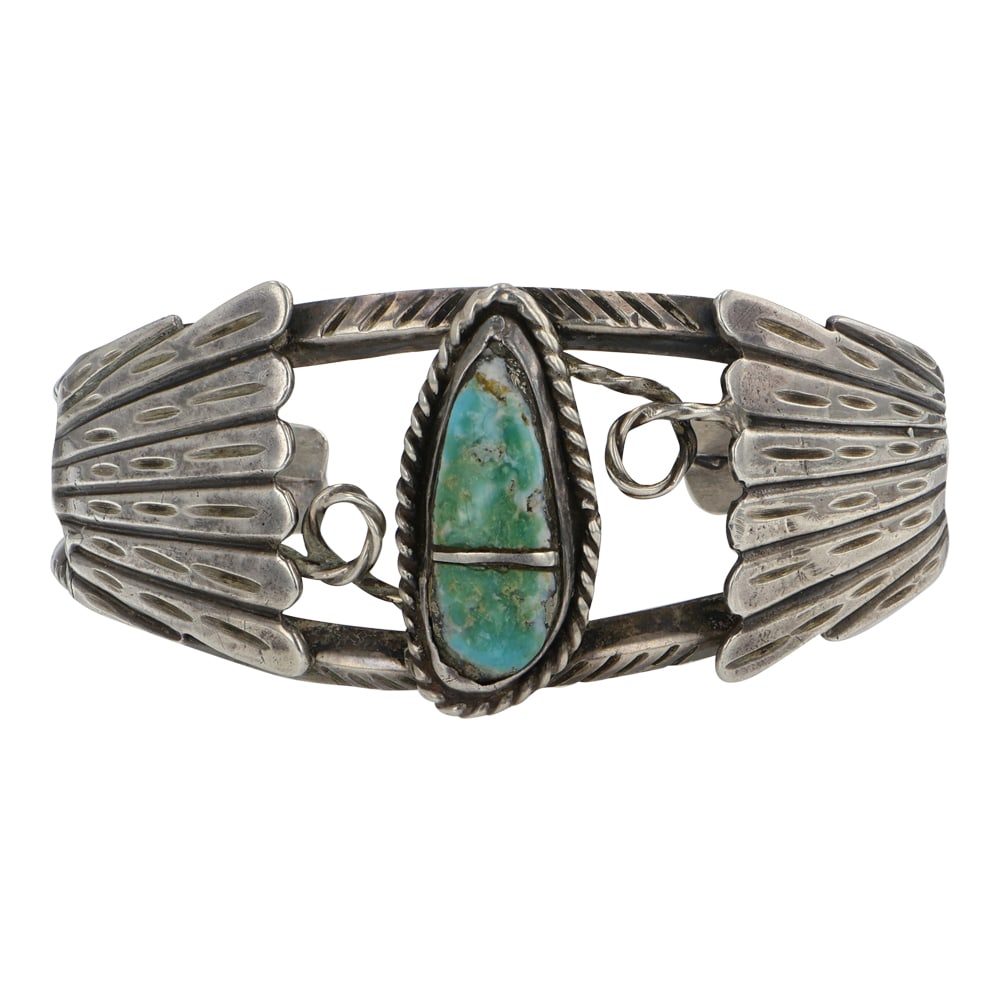Vintage Navajo Nevada Turquoise Cuff Bracelet: Sterling Silver | Genuine Nevada Turquoise | Vintage Navajo Nevada Turquoise Cuff Bracelet | Navajo Native American Southwest Indian Jewelry | Good (no breaks or damages) | Approximate Weight: 30 Gram