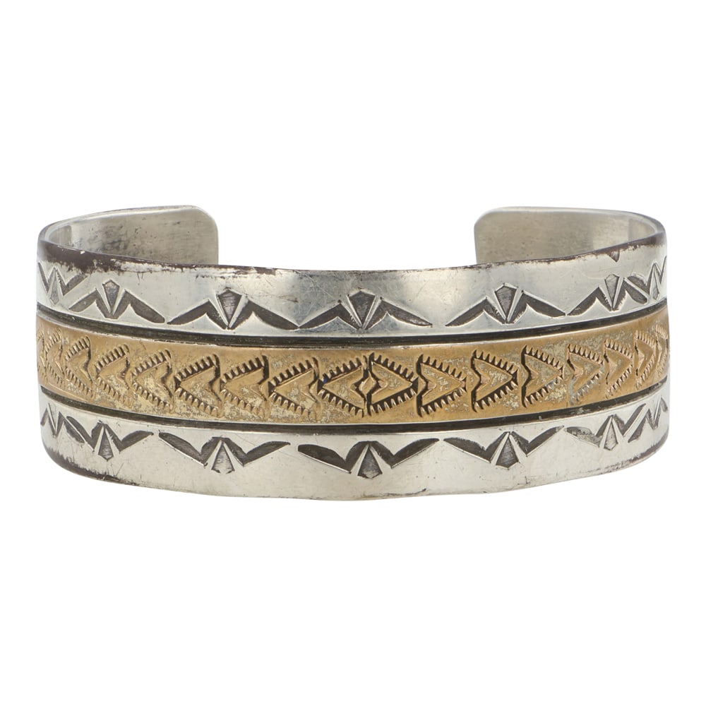 Vintage Navajo Sterling Silver & Gold Filled Cuff Bracelet (1 of 3)