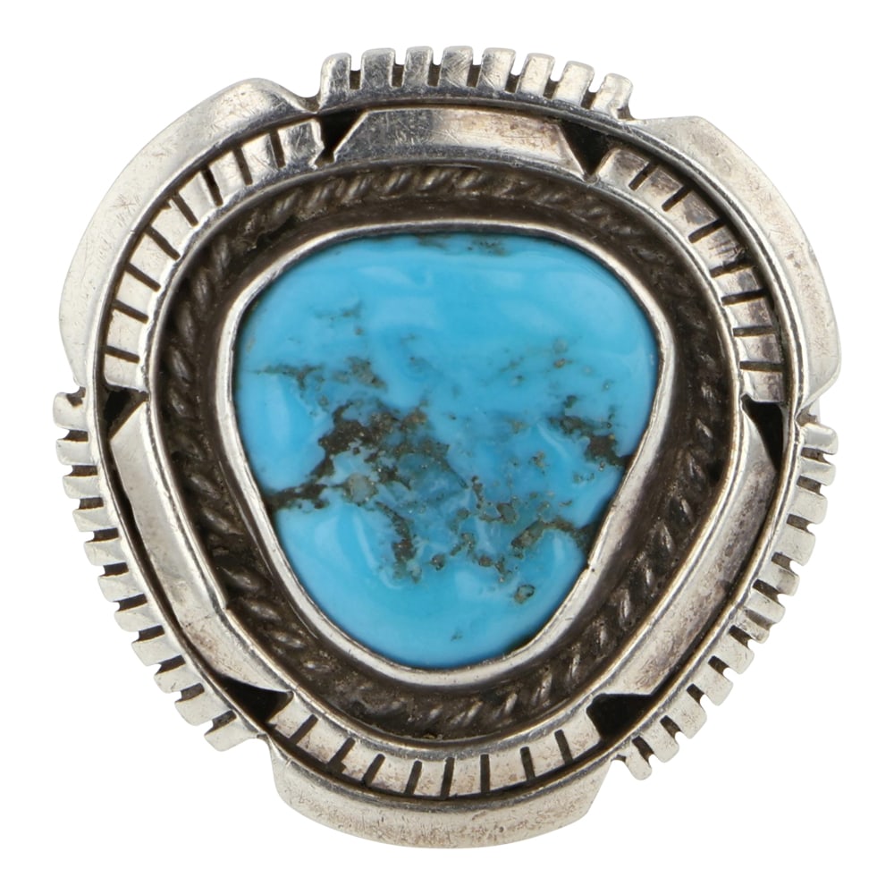 Navajo Kingman Turquoise Ring: Sterling Silver | Genuine Kingman Turquoise | Navajo Kingman Turquoise Ring | Navajo Native American Southwest Indian Jewelry | Good (no breaks or damages) | Approximate Weight: 8 Grams | Ring: 8 size