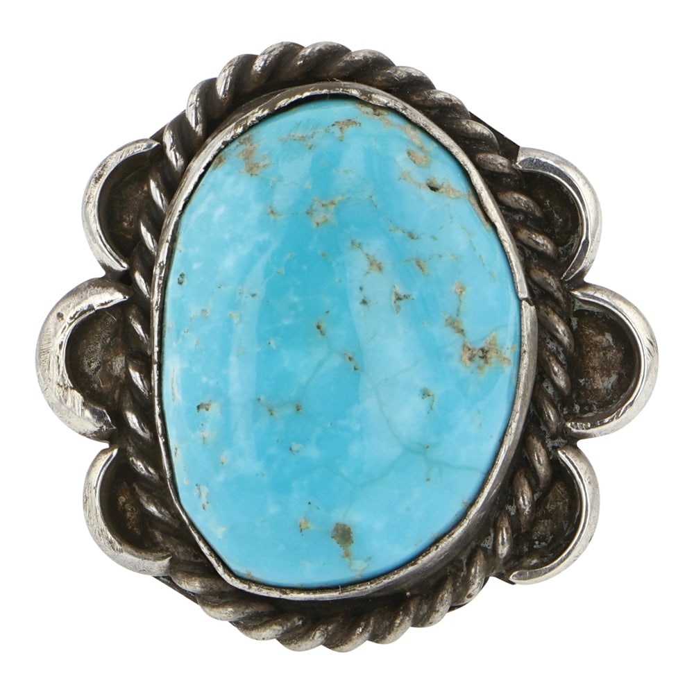 Navajo Nevada Turquoise Ring: Sterling Silver | Genuine Nevada Turquoise | Navajo Nevada Turquoise Ring | Navajo Native American Southwest Indian Jewelry | Good (no breaks or damages) | Approximate Weight: 7 Grams | Ring: 6 size, 