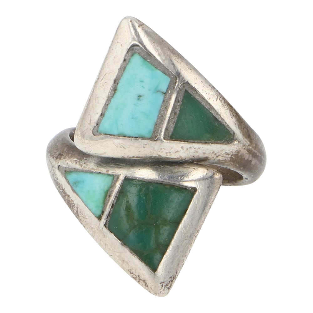 Navajo Turquoise Adjustable Ring: Sterling Silver | Genuine Turquoise | Navajo Turquoise Adjustable Ring | Navajo Native American Southwest Indian Jewelry | Good (no breaks or damages) | Approximate Weight: 3 Grams | Ring: 2 size, .75