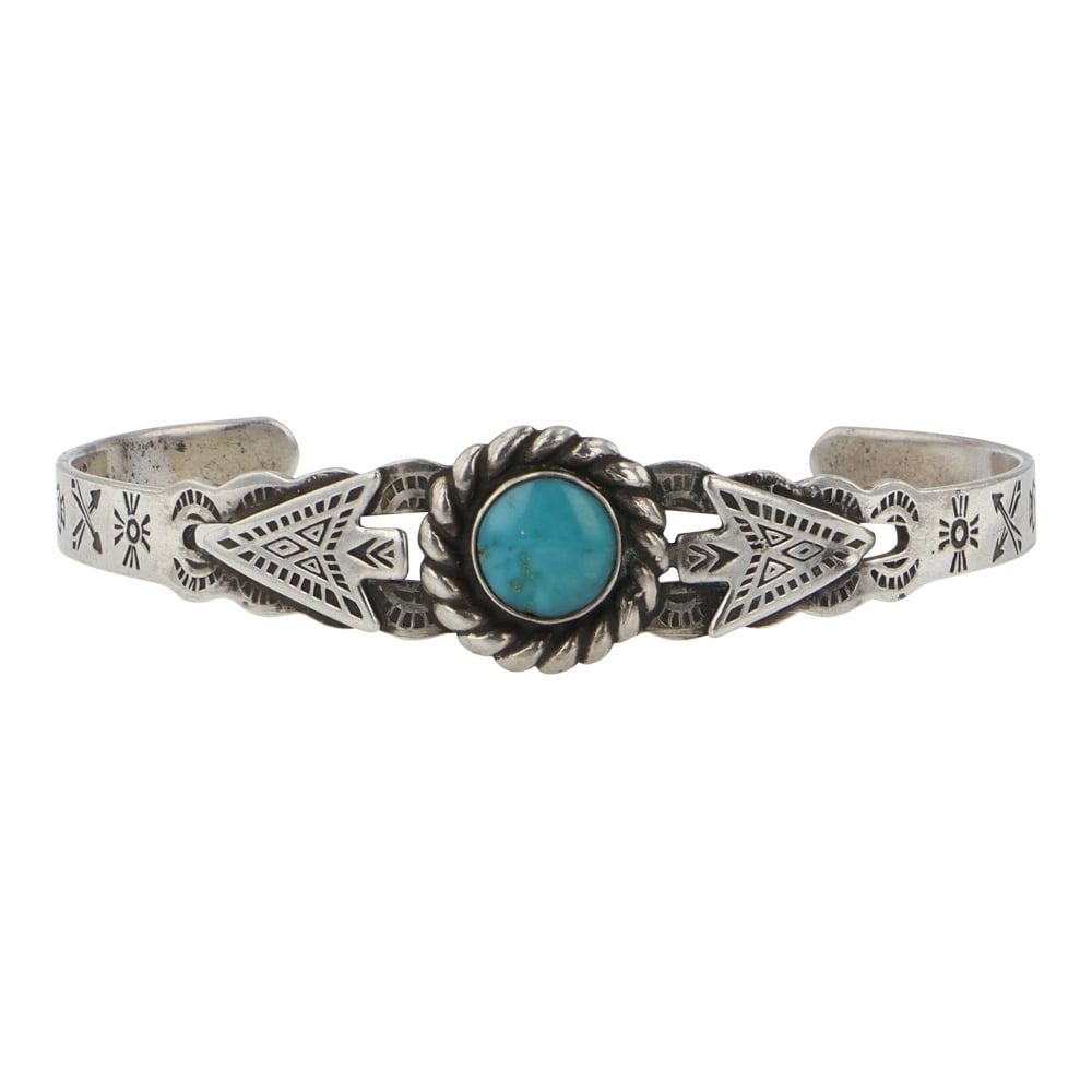 Vintage Navajo Fred Harvey Era Turquoise Bracelet: Sterling Silver | Genuine Turquoise | Vintage Navajo Fred Harvey Era Turquoise Bracelet | Navajo Native American Southwest Indian Jewelry | Good (no breaks or damages) | Approximate Weight: 8 Grams | 