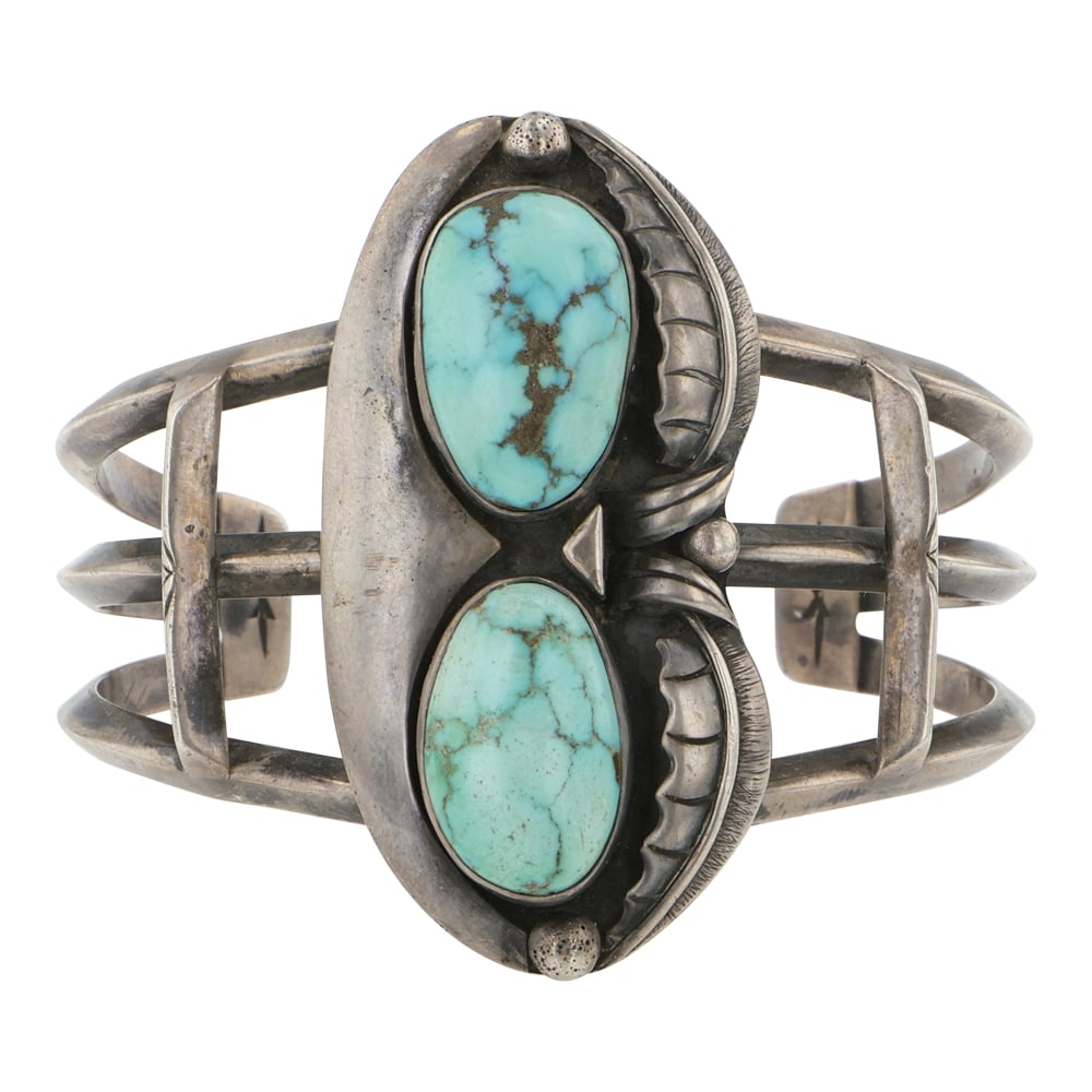 Vintage Navajo Lone Mountain Turquoise Bracelet: Sterling Silver | Genuine Lone Mountain Turquoise | Vintage Navajo Lone Mountain Turquoise Bracelet | Navajo Native American Southwest Indian Jewelry | Good (no breaks or damages) | Approximate Weight