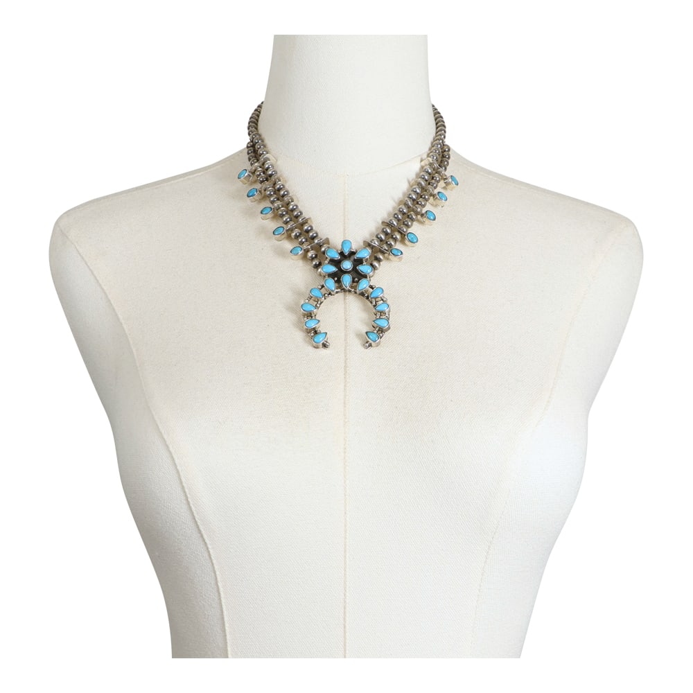 RB Navajo Kingman Turquoise Squash Blossom Necklace (1 of 4)