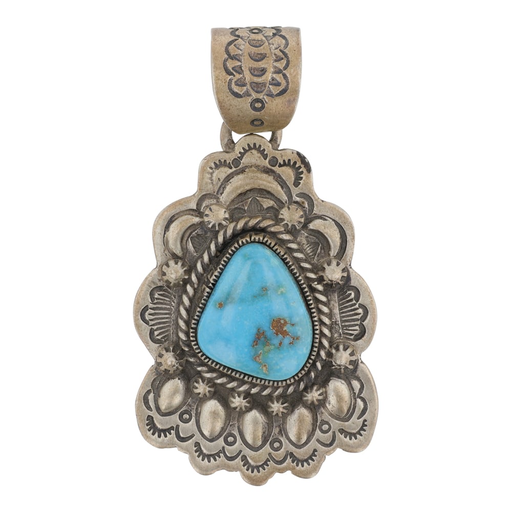 Marcella James Navajo Blue Ridge Turquoise Bump out Pendant (1 of 2)