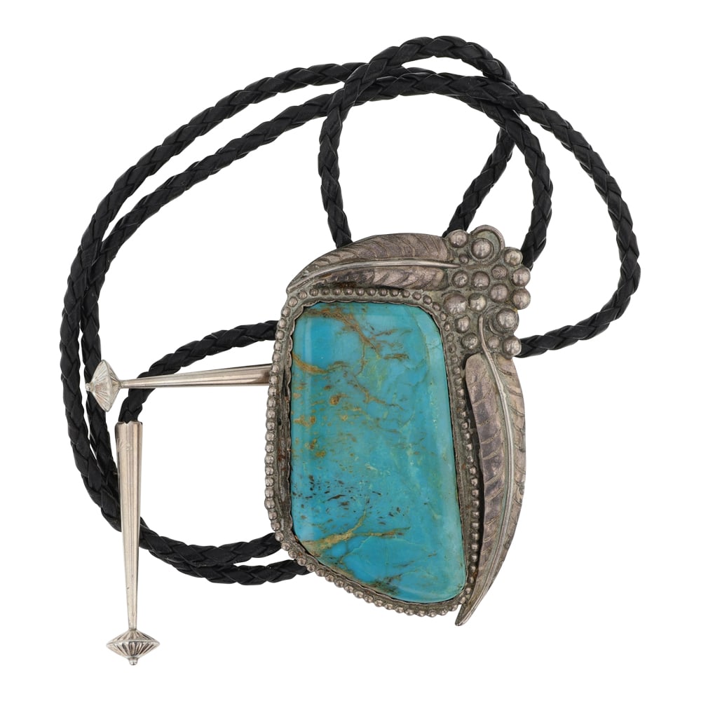 Vintage Navajo Nevada Turquoise Bolo Tie (1 of 3)