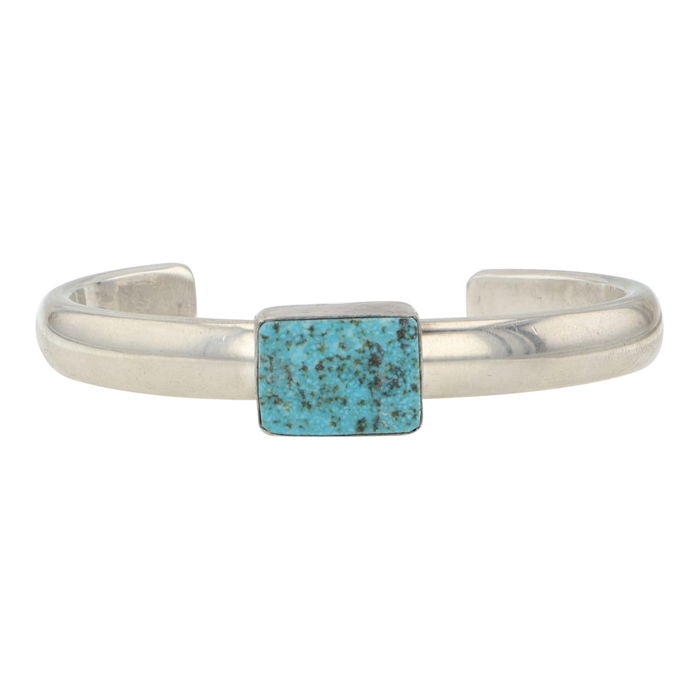 Mary Rita Padilla Navajo Kingman Turquoise Bracelet: Sterling Silver | Genuine Kingman Turquoise | Mary Rita Padilla Navajo Kingman Turquoise Bracelet | Navajo Native American Southwest Indian Jewelry | Good (no breaks or damages) | Approximate Weight: 