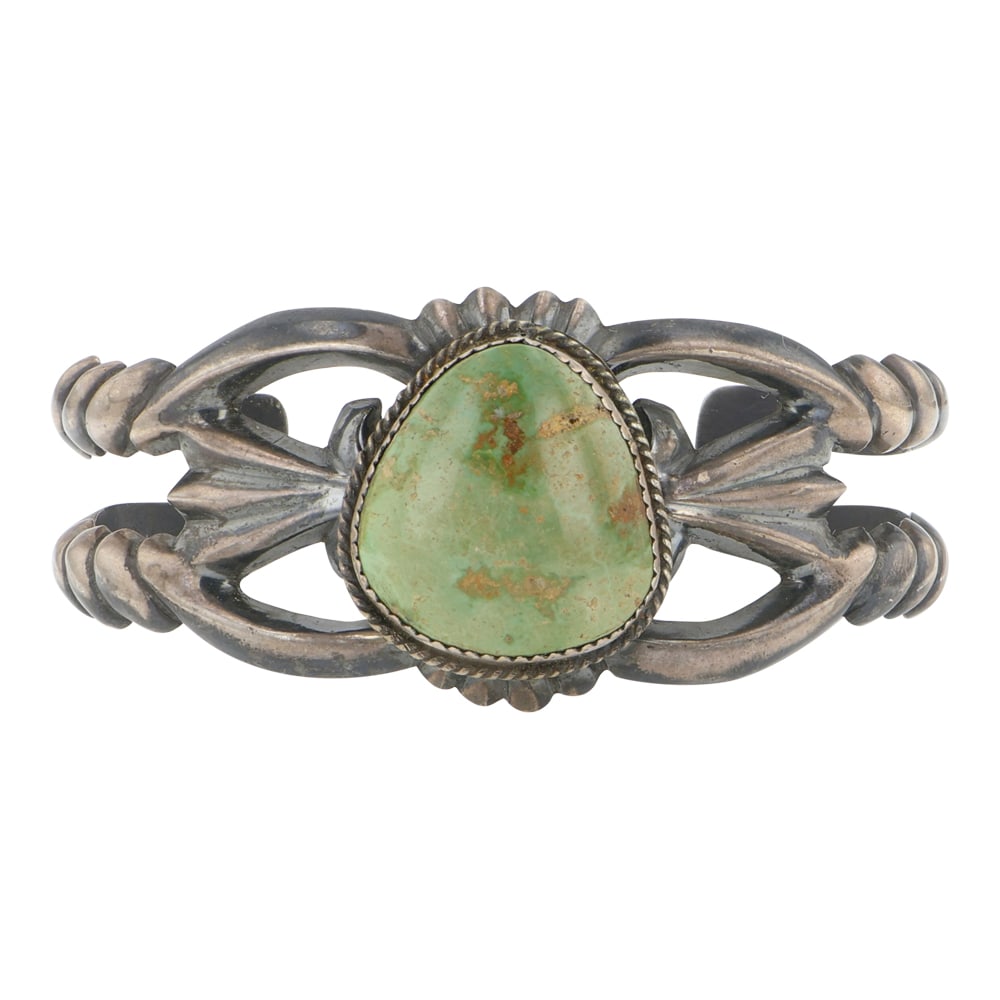 Eugene Mitchell Navajo Menassa Turquoise Sandcast Bracelet (1 of 3)