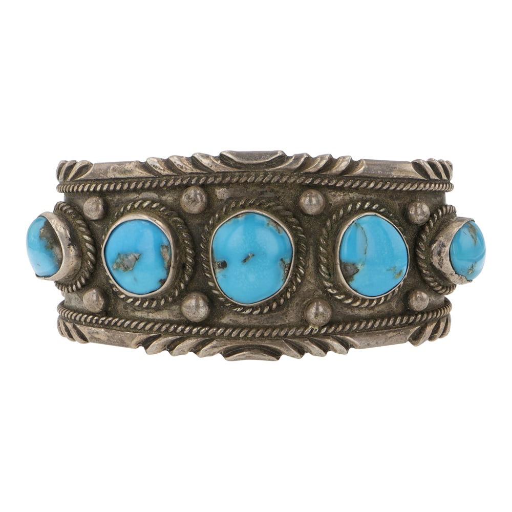 Vintage Navajo Blue Gem Turquoise Cuff Bracelet (1 of 3)
