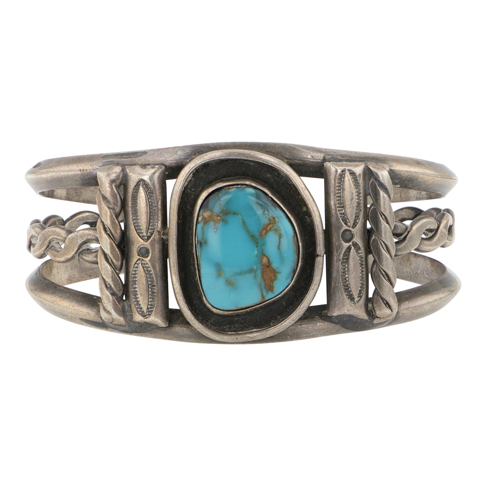 Vintage Navajo Royston Turuqoise Cuff Bracelet: Sterling Silver | Genuine Royston Turquoise | Vintage Navajo Royston Turuqoise Cuff Bracelet | Navajo Native American Southwest Indian Jewelry | Good (no breaks or damages) | Approximate Weight: 40 Gr