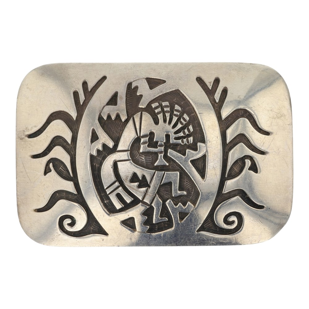 Hopi Plain Silver Kokopelli Belt Buckle (1 of 2)