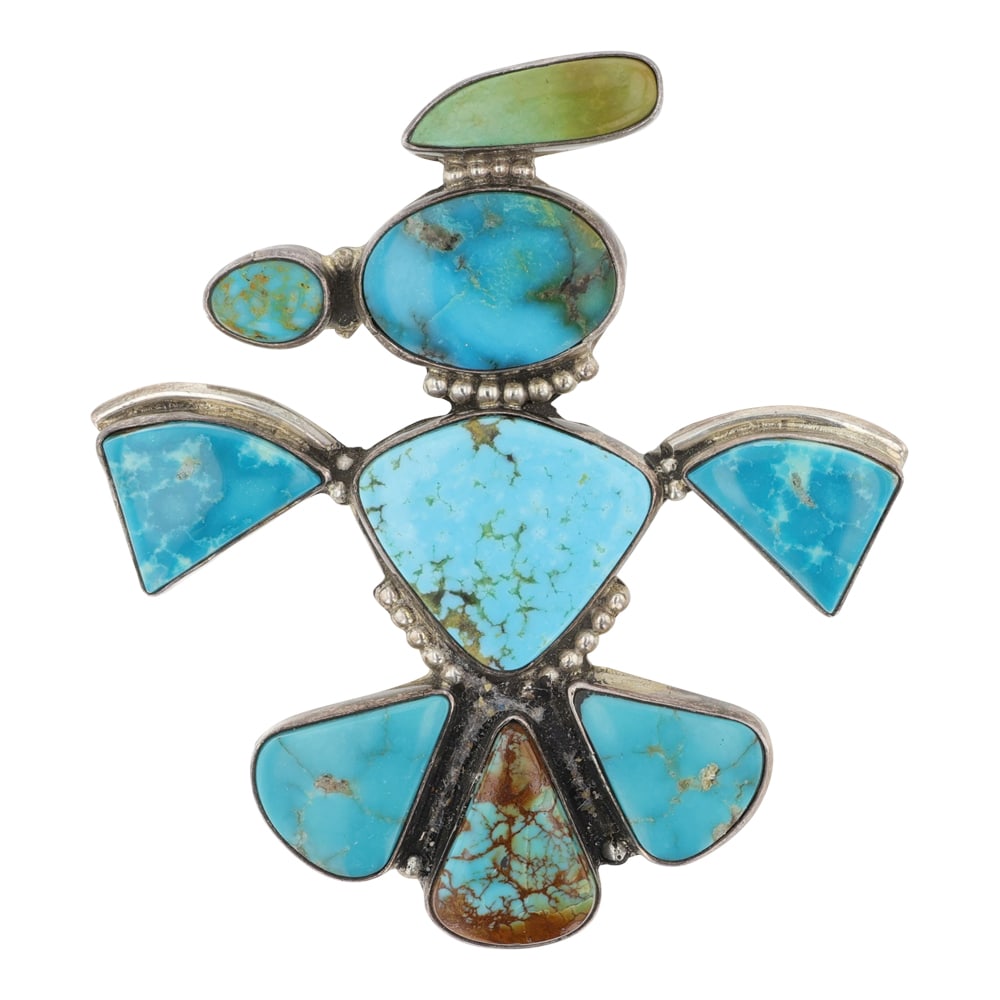 Phillip Guerro Navajo Nevada Turquoise Bird Pin/ Pendant: Sterling Silver | Genuine Nevada Turquoise | Phillip Guerro Navajo Nevada Turquoise Bird Pin/ Pendant | Navajo Native American Southwest Indian Jewelry | Good (no breaks or damages) | Approximate Weig