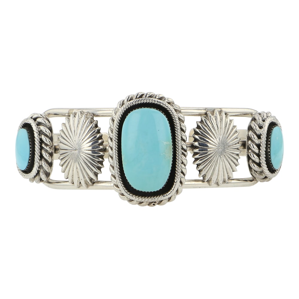 RB Navajo Campitos Turquoise Three Stone Bracelet (1 of 3)