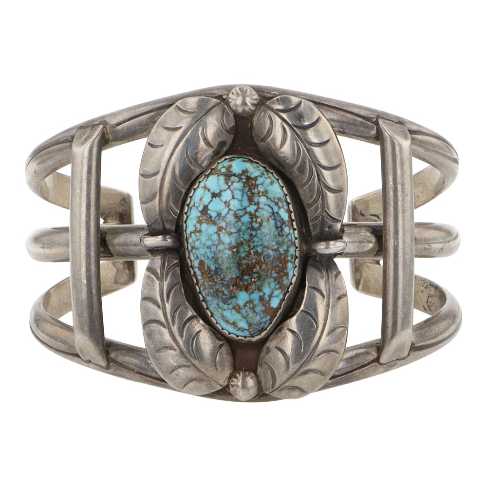 Vintage Navajo Spiderweb Turquoise Cuff Bracelet: Sterling Silver | Genuine Turquoise | Vintage Navajo Spiderweb Turquoise Cuff Bracelet | Navajo Native American Southwest Indian Jewelry | Good (no breaks or damages) | Approximate Weight: 65 Grams | 
