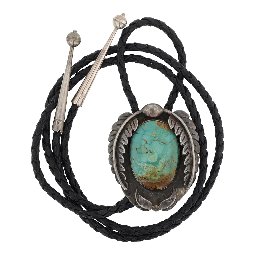 Vintage Navajo Royston Turquoise Bolo Tie: Sterling Silver | Genuine Royston Turquoise | Vintage Navajo Royston Turquoise Bolo Tie | Navajo Native American Southwest Indian Jewelry | Good (no breaks or damages) | Approximate Weight: 53 Grams |