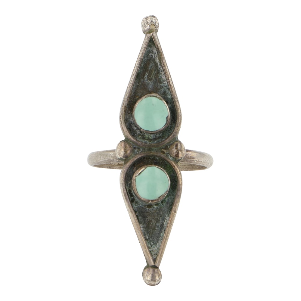 Vintage Navajo Turquoise Ring: Sterling Silver | Genuine Turquoise | Vintage Navajo Turquoise Ring | Navajo Native American Southwest Indian Jewelry | Good (no breaks or damages) | Approximate Weight: 3 Grams | Ring: 6 size, 1.5" x