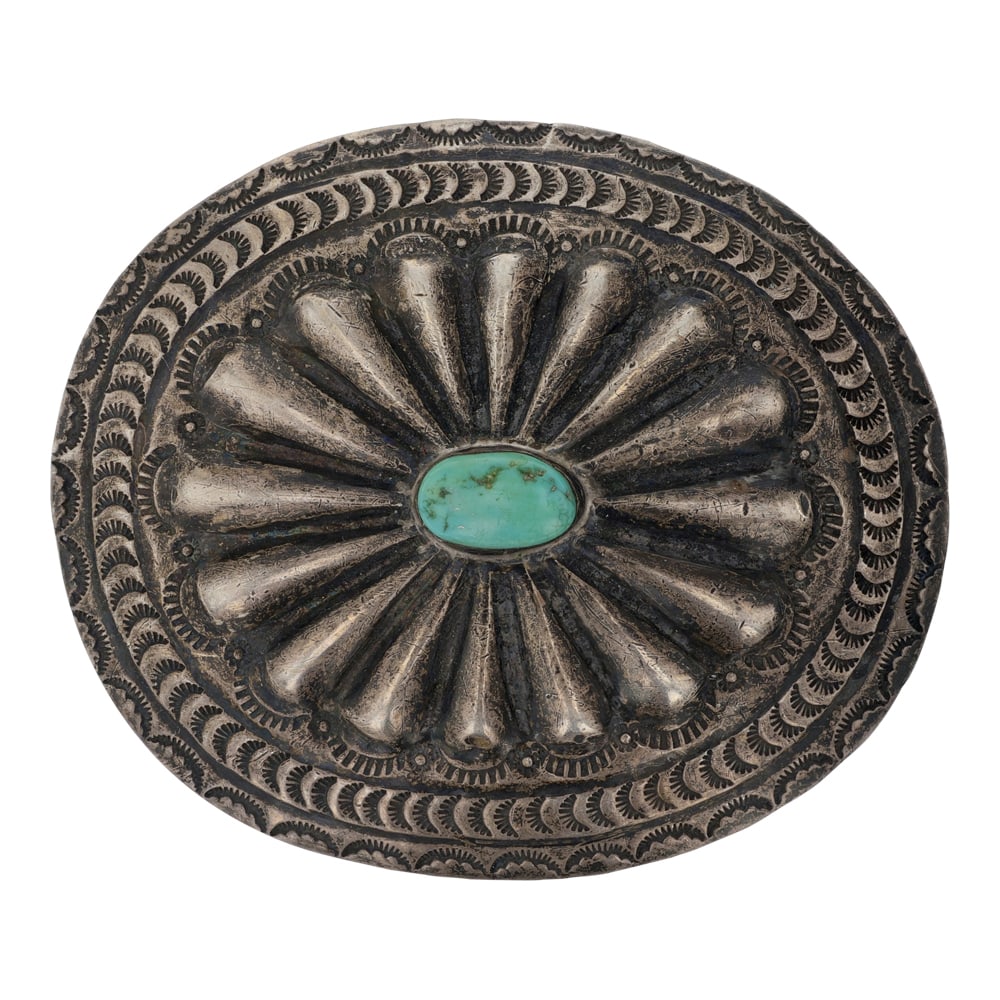 Vintage Navajo Kingman Turquoise Belt Buckle: Sterling Silver | Genuine Kingman Turquoise | Vintage Navajo Kingman Turquoise Belt Buckle | Navajo Native American Southwest Indian Jewelry | Good (no breaks or damages) | Approximate Weight: 37 Gram