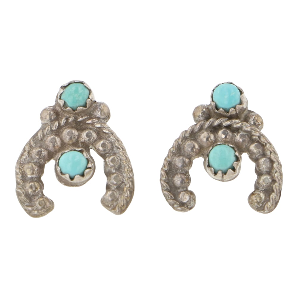 Vintage Navajo Campitos Turquoise: Sterling Silver | Genuine Campitos Turquoise | Vintage Navajo Campitos Turquoise | Navajo Native American Southwest Indian Jewelry | Good (no breaks or damages) | Approximate Weight: 2 Grams | Earring