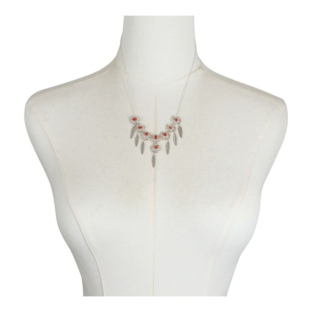 Navajo Mediterranean Coral Dream Catcher Necklace (1 of 4)