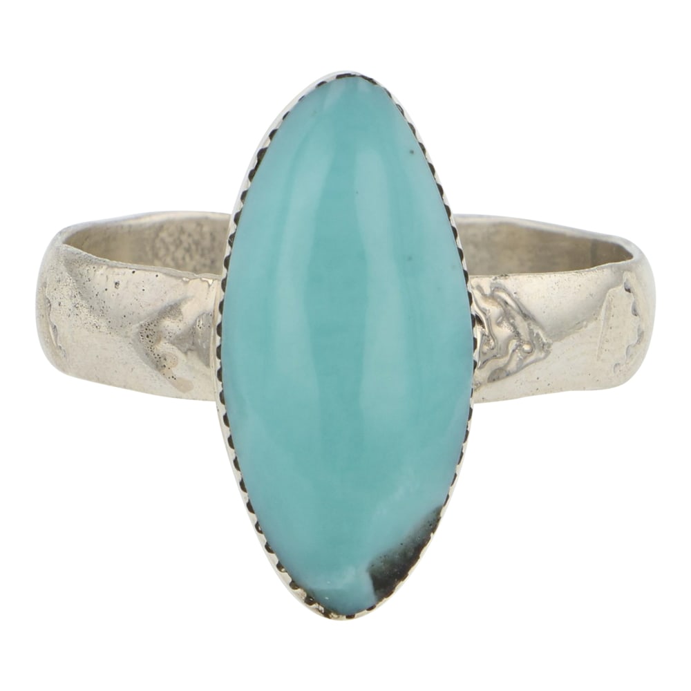 Navajo Campitos Turquoise Ring: Sterling Silver | Genuine Campitos Turquoise | Navajo Campitos Turquoise Ring | Navajo Native American Southwest Indian Jewelry | Good (no breaks or damages) | Approximate Weight: 4 Grams | Ring: 10 s