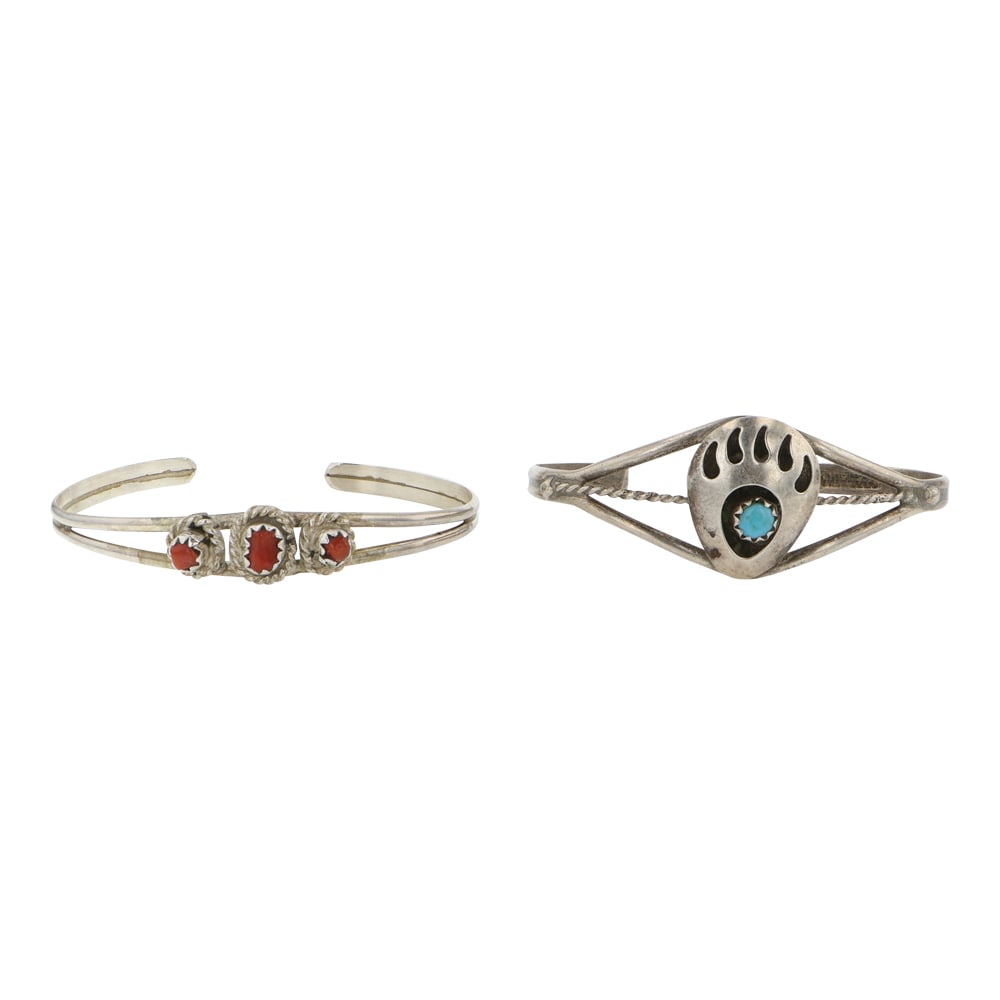 Lot of Two Baby Bracelets Turquoise & Coral Baby Bracelets (1 of 3)