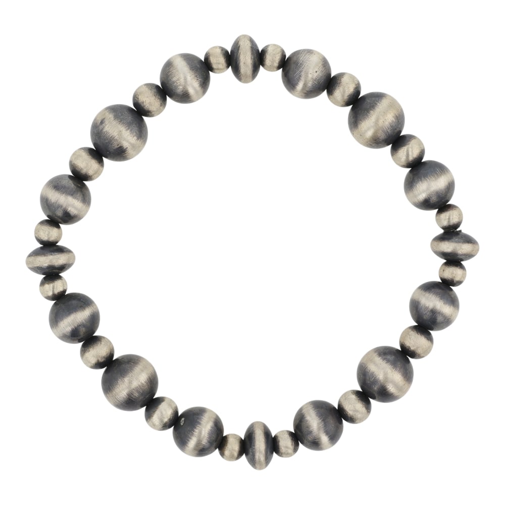 Navajo Oxidized Beads Mixed Sized Stretch Bracelet (1 of 3)