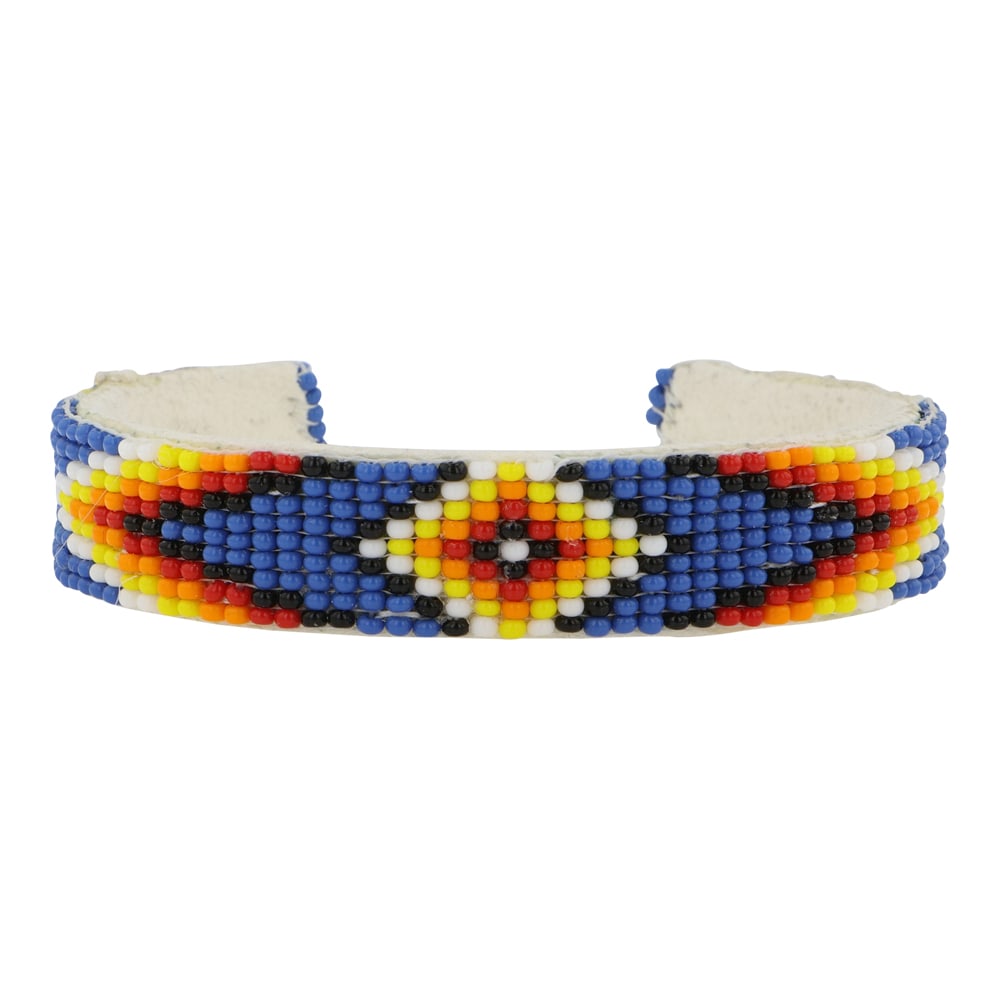Navajo Glass Beadwork Cuff Bracelet: Base Metal | | Navajo Glass Beadwork Cuff Bracelet | Navajo Native American Southwest Indian Jewelry | Good (no breaks or damages) | Approximate Weight: 25 Grams | Bracelet: 5.5" inner, 1" gap, 6.5" t