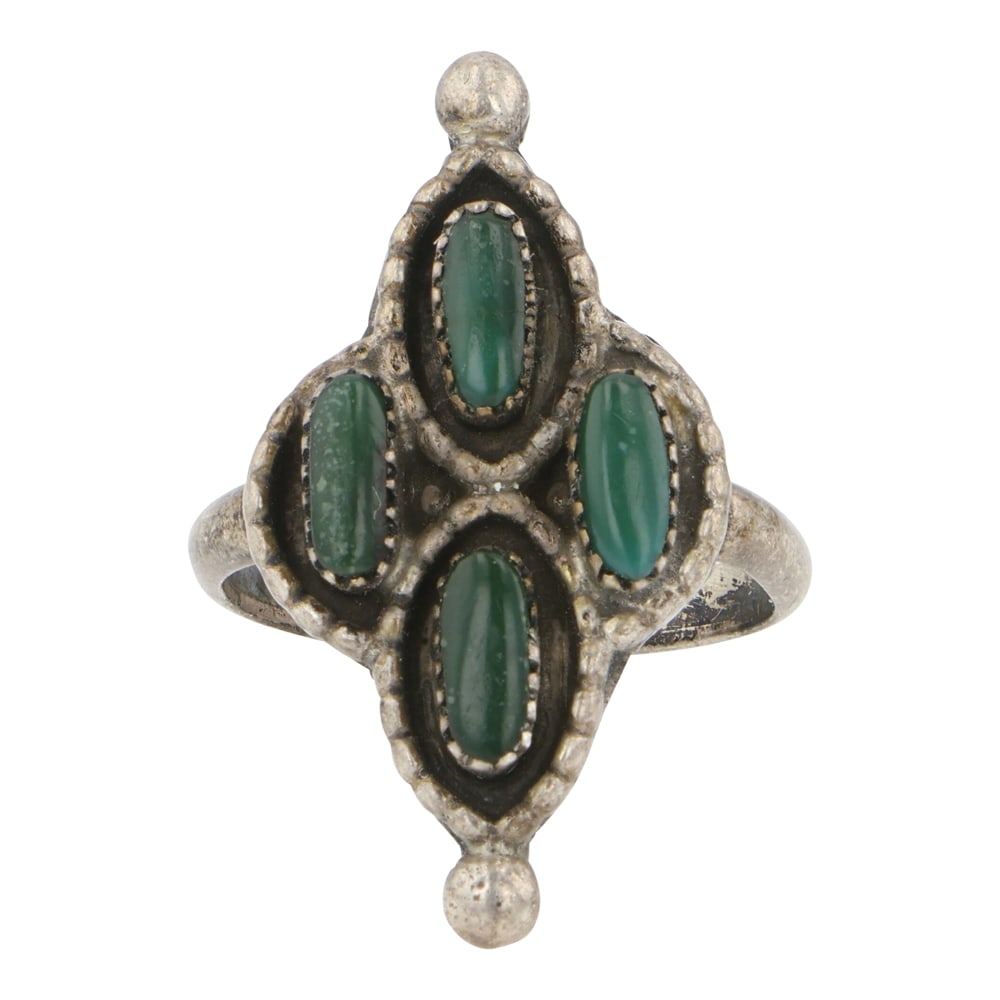 Vintage Navajo Fox Turquoise Ring: Sterling Silver | Genuine Fox Turquoise | Vintage Navajo Fox Turquoise Ring | Navajo Native American Southwest Indian Jewelry | Good (no breaks or damages) | Approximate Weight: 3 Grams | Ring: 5