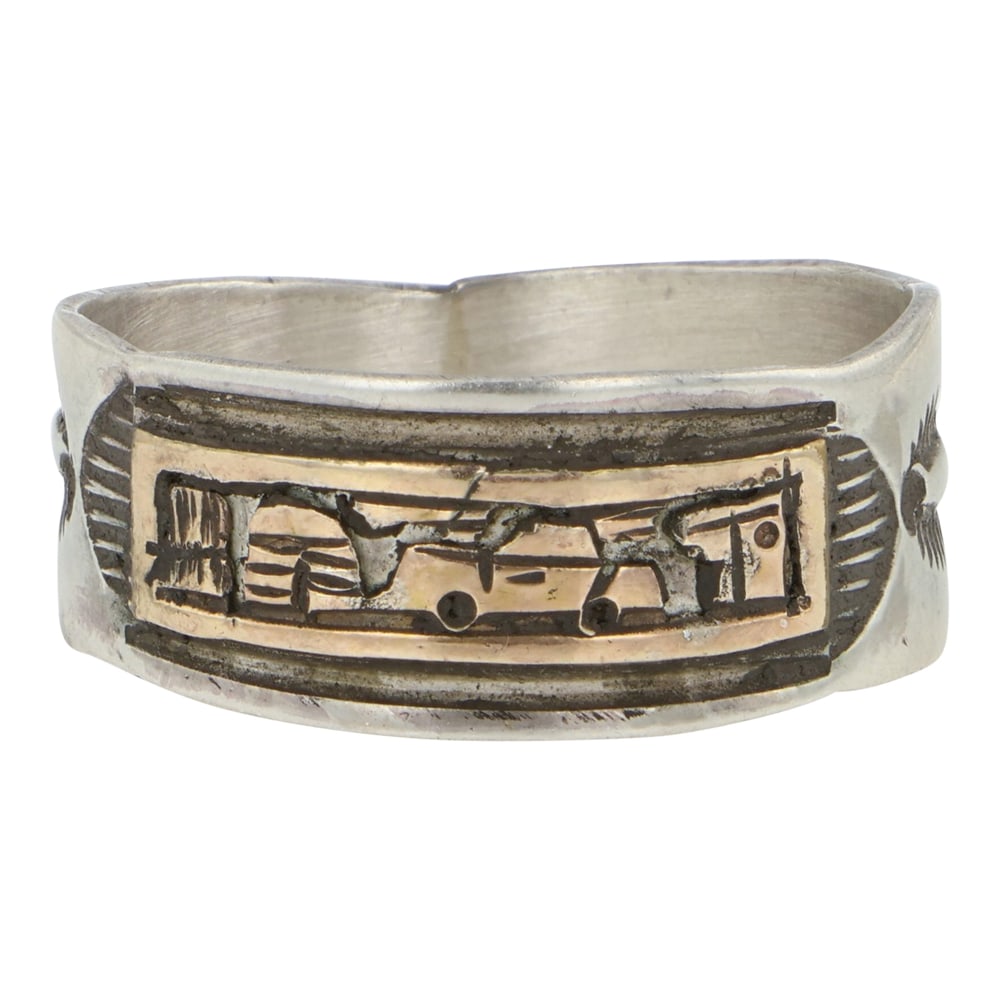 Herbert Tsosie Navajo Sterling Silver & Gold Filled Ring: Sterling Silver | | Herbert Tsosie Navajo Sterling Silver & Gold Filled Ring | Navajo Native American Southwest Indian Jewelry | Good (no breaks or damages) | Approximate Weight: 4 Grams | Ring: 11 si