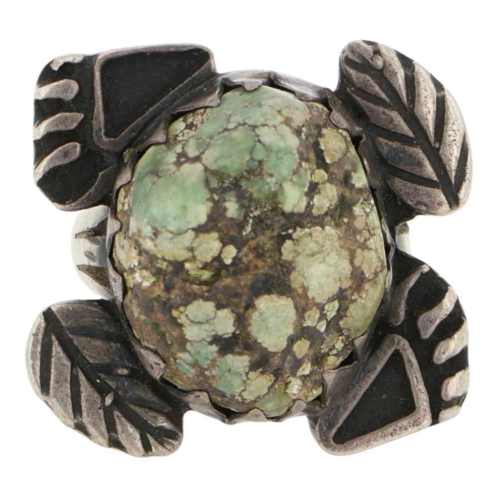 Vintage Navajo Nevada Turquoise Nugget Ring: Sterling Silver | Genuine Nevada Turquoise | Vintage Navajo Nevada Turquoise Nugget Ring | Navajo Native American Southwest Indian Jewelry | Good (no breaks or damages) | Approximate Weight: 14 Grams 
